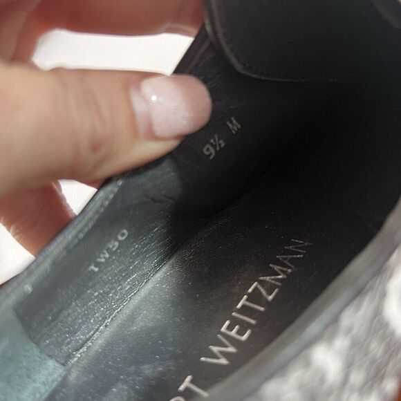 STUART WEITZMAN Animal Print Pointed Toe Chunky Heel Oxford 9.5M Shoes Lace Up - Picture 2 of 16